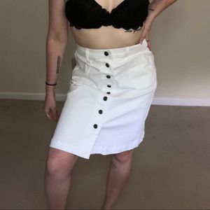 90s button up white “denim” skirt 98% cotton